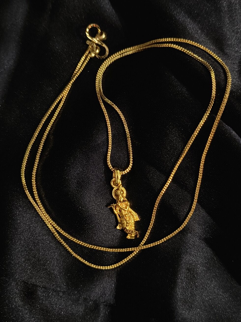 22K Gold Lord Krishna Pendant with Chain