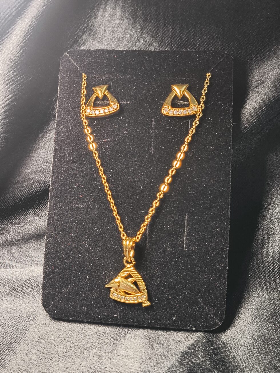 Gold-Plated Fish Motif Pendant & Earring Set