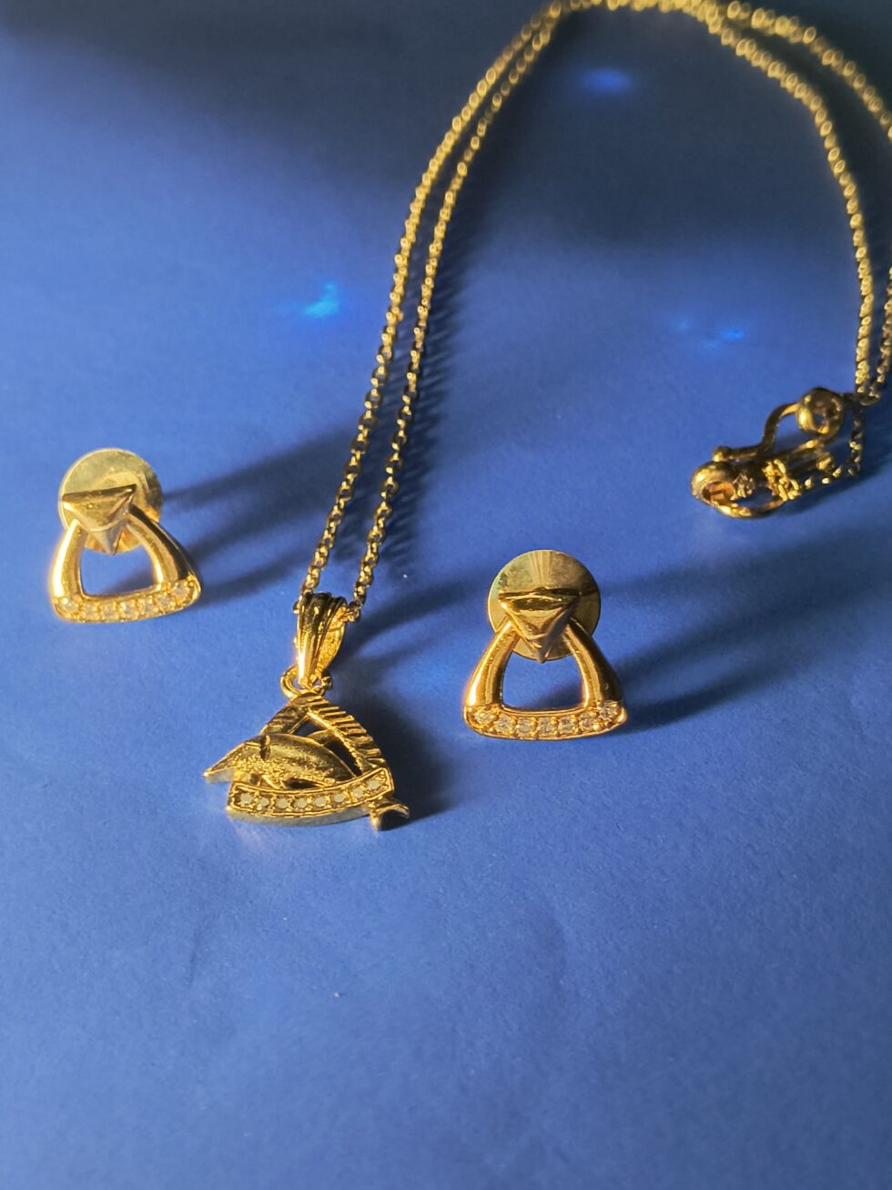 Gold-Plated Fish Motif Pendant & Earring Set
