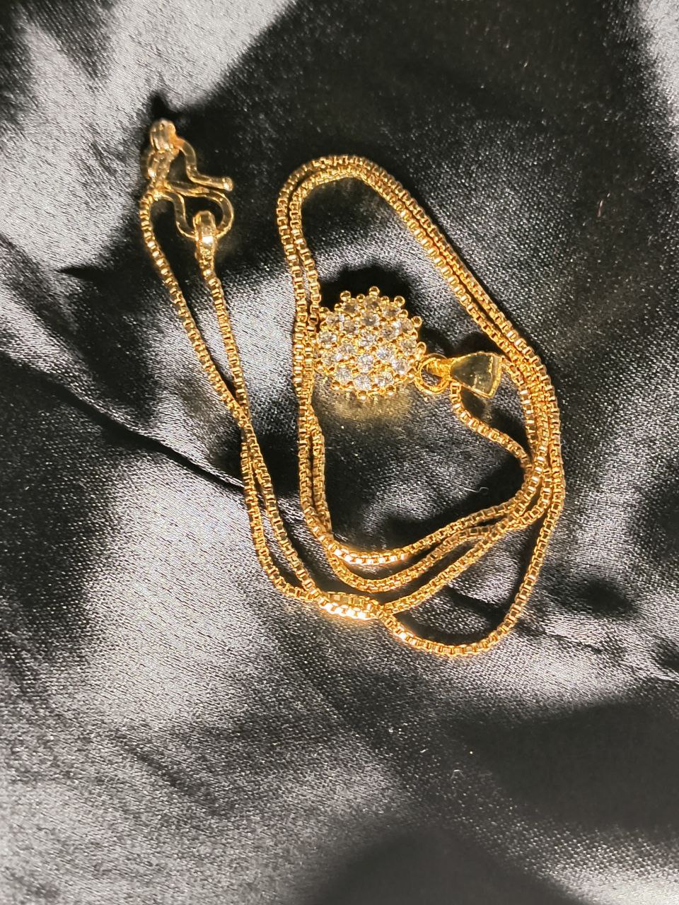 Sparkling Gold CZ Daisy Necklace