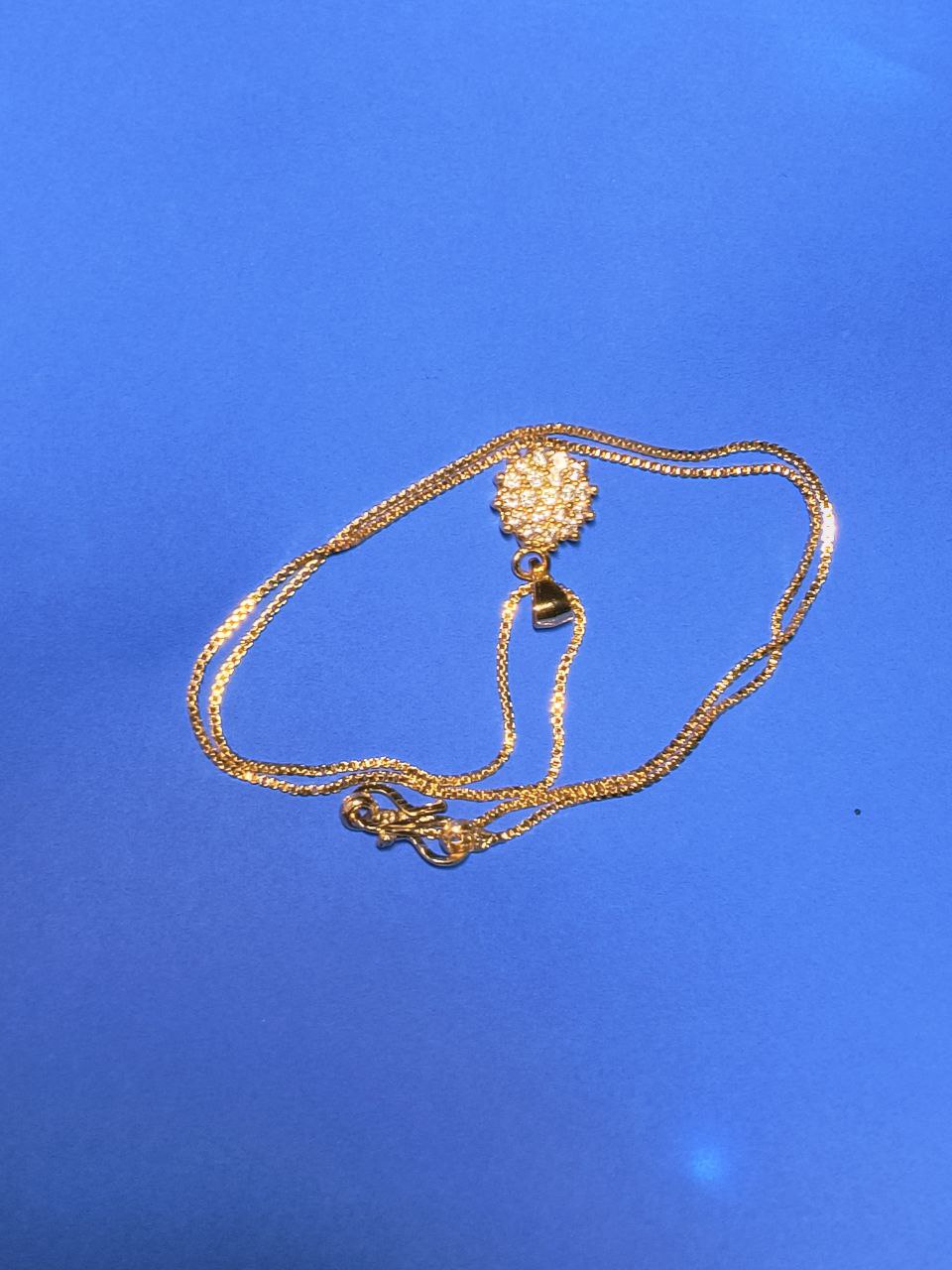 Sparkling Gold CZ Daisy Necklace