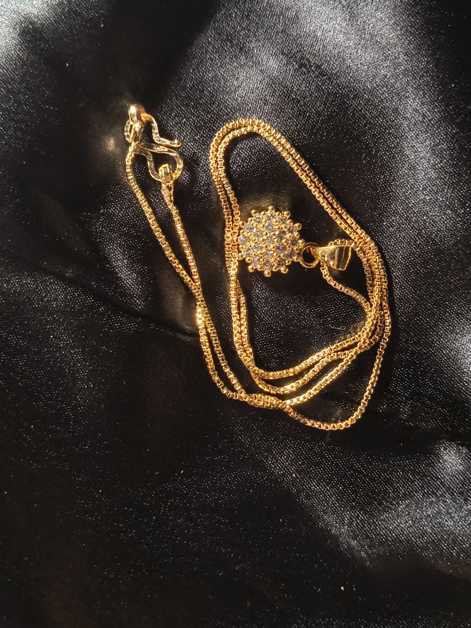 Sparkling Gold CZ Daisy Necklace