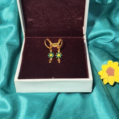 gold-plated floral drop earrings