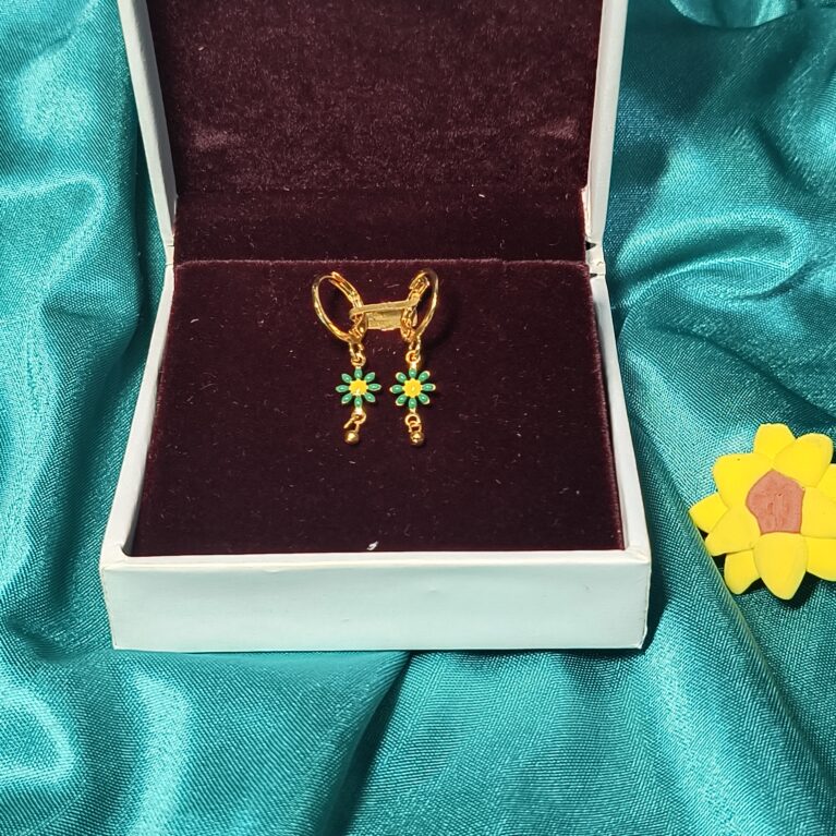 gold-plated floral drop earrings