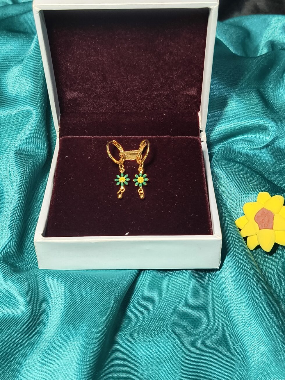 gold-plated floral drop earrings