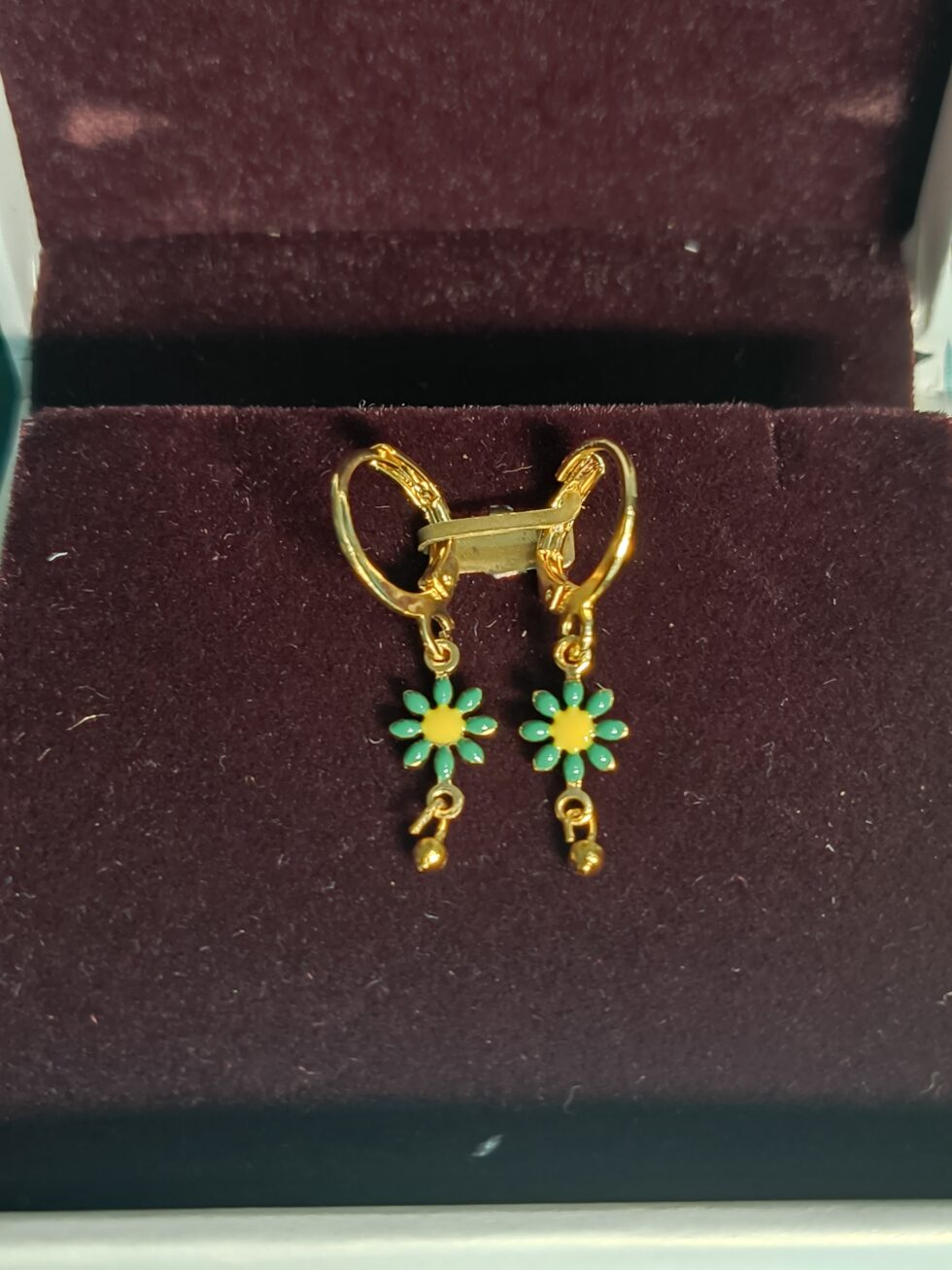 gold-plated floral drop earrings
