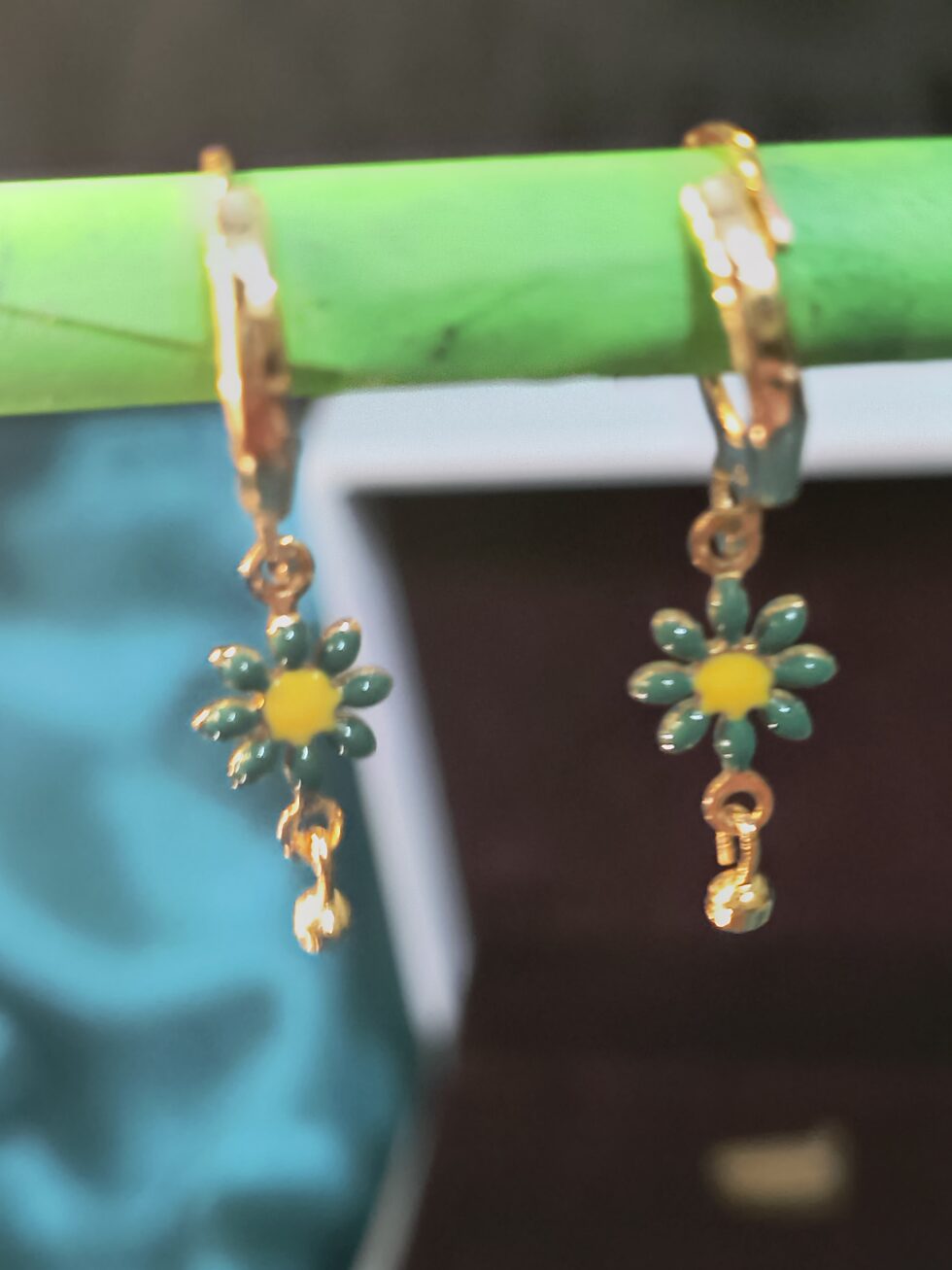 gold-plated floral drop earrings