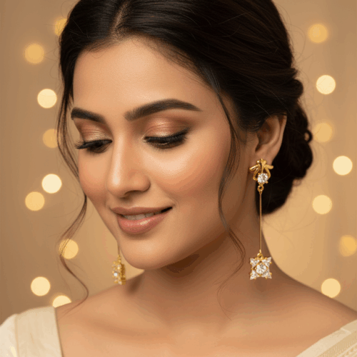 gold-plated dangle earrings