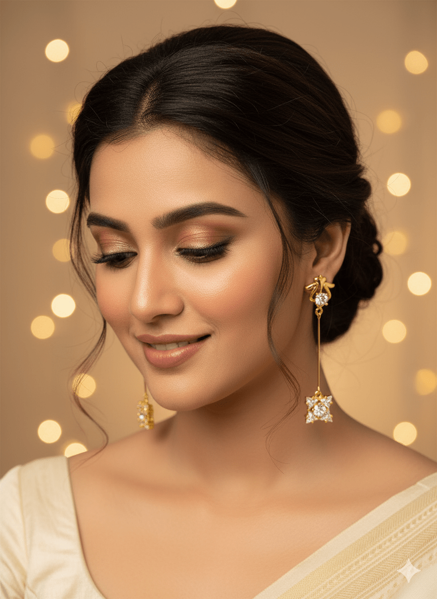 gold-plated dangle earrings