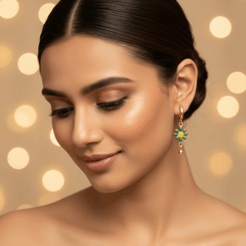 gold-plated floral drop earrings