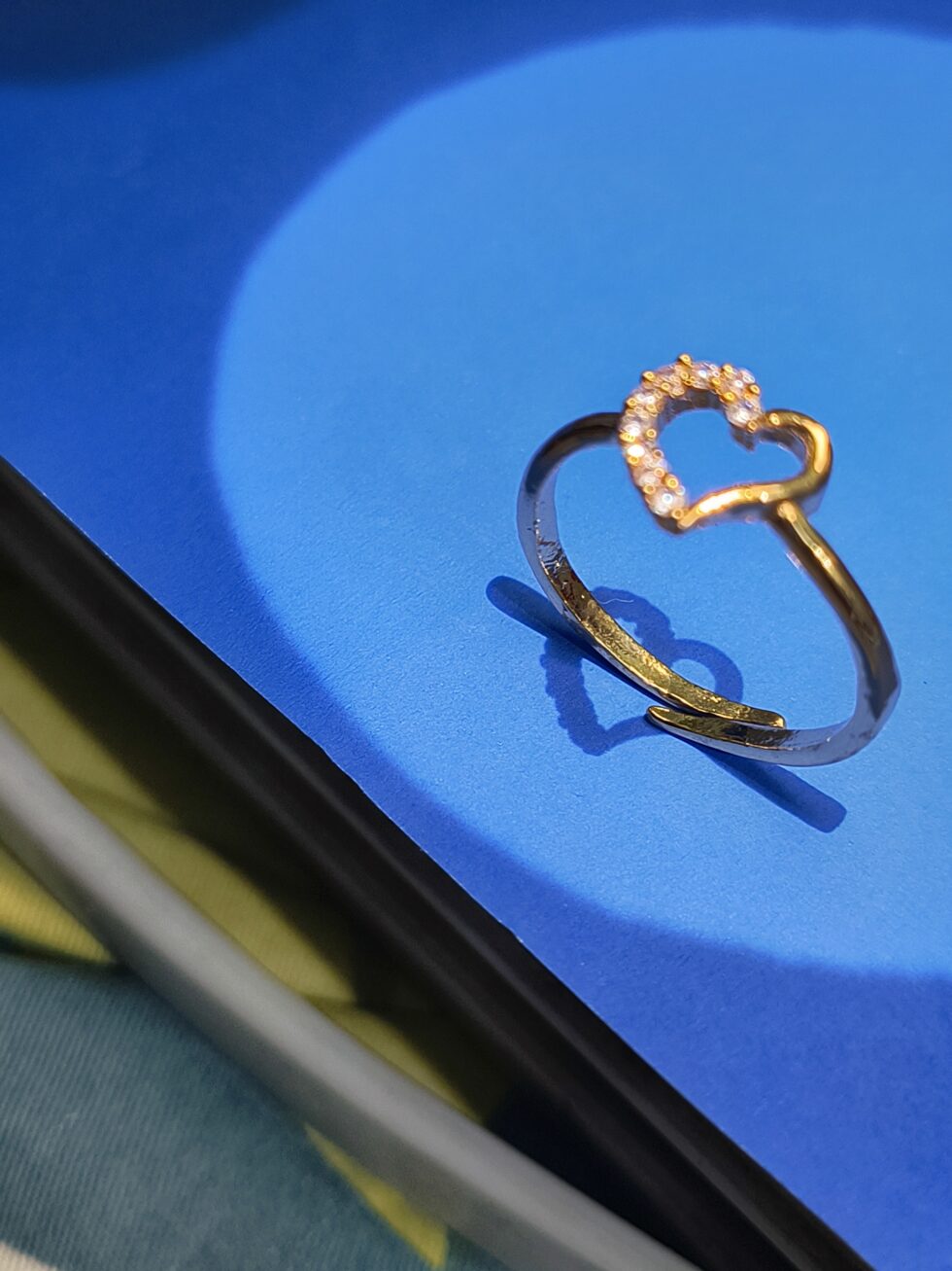 Gold-Plated Heart Ring with CZ Stones
