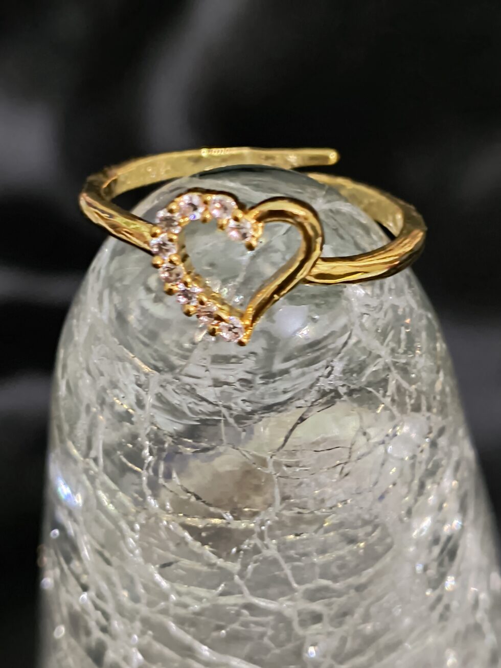 Gold-Plated Heart Ring with CZ Stones