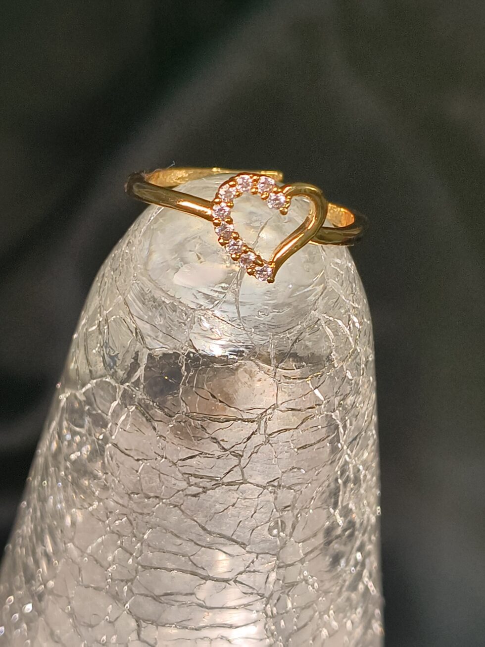 Gold-Plated Heart Ring with CZ Stones