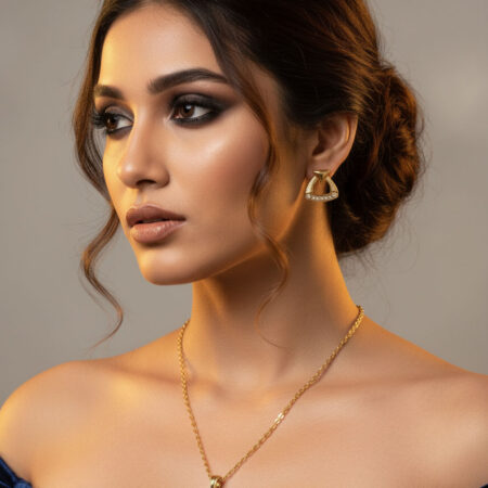 Gold-Plated Fish Motif Pendant & Earring Set