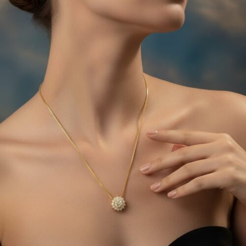 Sparkling Gold CZ Daisy Necklace