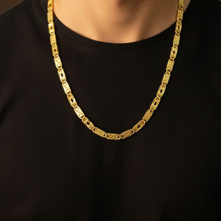 Men’s Premium Gold-Plated Biscuit Chain Necklace