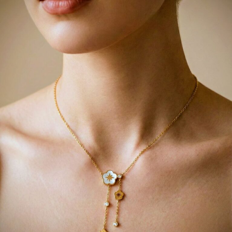 gold star flower necklace